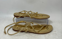 Load image into Gallery viewer, Sam Edelman Womens Clarra Gold Tone Leather Flat Strappy Sandals Size 5M
