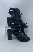 Load image into Gallery viewer, Express Womens Black Open Toe High Block Heels Ankle Bootie Size 7
