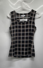 Load image into Gallery viewer, Calvin Klein Womens Black Windowpane Plaid Square Neck Pullover Blouse Top Sz XS
