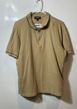 Load image into Gallery viewer, Express Mens Khaki Cotton Short Sleeve 1/4 Zip Collared Polo Shirt Size Large
