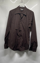 Load image into Gallery viewer, Express Mens 1MX Brown Long Sleeve Pointed Collar Regular Fit Dress Shirt Size S
