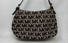 Load image into Gallery viewer, Michael Kors Womens Beige Black Signature Print Canvas Charm Shoulder Bag

