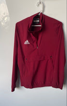 Load image into Gallery viewer, Adidas Mens Maroon Long Sleeve Pockets 1/4 Zip Windbreaker Jacket Size Small
