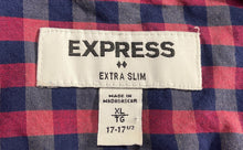Load image into Gallery viewer, Express Mens Red Blue Long Sleeve Button Front Extra Slim Dress Shirt Size XL
