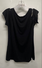 Load image into Gallery viewer, Vince Camuto Womens Black Printed Cold-Shoulder Round Neck Blouse Top Size M
