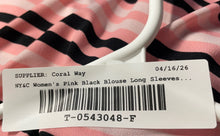 Load image into Gallery viewer, 7th Avenue New York &amp; Company Womens Pink Black Striped Blouse Top Size M
