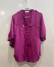 Load image into Gallery viewer, Calvin Klein Womens Pink Long Sleeve Pockets Button Front Blouse Top Size XS
