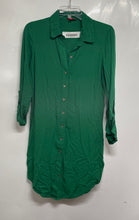 Load image into Gallery viewer, Guess Womens Green Spread Collar Roll-Tab Sleeve Button Front Shirt Dress Size S
