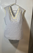 Load image into Gallery viewer, Banana Republic Womens Light Blue Lace Trim Cap Sleeve V-Neck Blouse Top Size L
