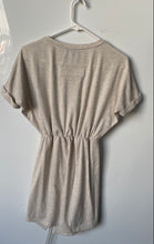 Load image into Gallery viewer, Express Womens Beige Short Sleeve Crew Neck Cinched Tie T-Shirt Dress XXS Petite
