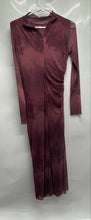 Load image into Gallery viewer, Zara Womens Purple Red Long Sleeve Ruched Back Zip Mock Neck Bodycon Dress Sz M
