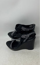 Load image into Gallery viewer, Italian Shoemakers Womens Black Rhinestone Wedge Heel Platform Sandals Size 10
