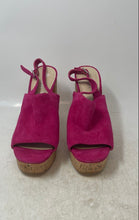 Load image into Gallery viewer, Guess Womens Pink Suede Open Toe High Block Cork Platform Heels Size 9
