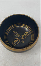 Load image into Gallery viewer, Vintage Black And Gold-Tone Brass Engraved Script Tibetan Singing Bowl
