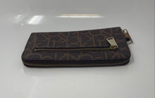 Load image into Gallery viewer, Calvin Klein Womens Brown Signature Print Inner Pockets Zip-Around Wallet
