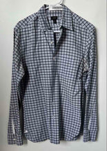 Load image into Gallery viewer, J.Crew Mens Gray Blue Plaid Cotton Long Sleeve Collared Button-Up Shirt Size S
