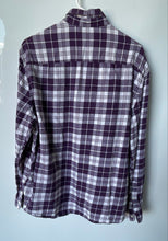 Load image into Gallery viewer, H&amp;M Mens Purple White Plaid Flannel Long Sleeve Regular Fit Button-Up Shirt Sz L
