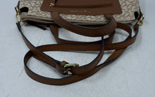 Load image into Gallery viewer, Tommy Hilfiger Womens Brown Beige Monogram Inner Pockets Zipper Satchel Bag

