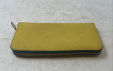 Load image into Gallery viewer, Mario Hernandez Womens Yellow Pebbled Leather Accordion Zip-Around Wallet
