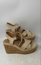 Load image into Gallery viewer, Michael Shannon Womens Brown Buckle Wedge Heel Ankle Strap Sandals Size 8M
