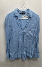 Load image into Gallery viewer, Zara Womens Blue Long Sleeve Collared Pockets Button-Up Shirt Size Large
