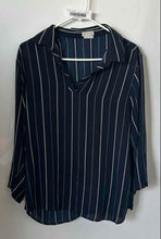 Load image into Gallery viewer, Van Heusen Womens Blue White Striped Long Sleeve Blouse Top Size Large
