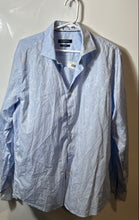 Load image into Gallery viewer, Bugatchi Mens Blue Printed Cotton Long Sleeve Shaped Fit Button-Up Shirt Size L

