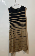 Load image into Gallery viewer, Tahari Arthur S. Levine Womens Tan Brown Black Striped Wrap Dress Size XL W/ Tag
