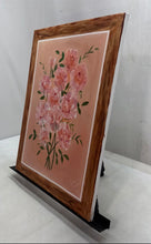 Load image into Gallery viewer, Pink Flowers Still Life Wall Art Framed Canvas Painting Signed For Home Decor
