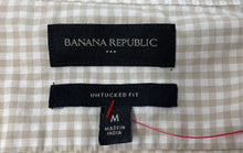 Load image into Gallery viewer, Banana Republic Mens Beige Gingham Collared Untucked Fit Button-Up Shirt Size M
