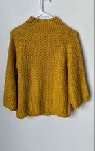 Load image into Gallery viewer, Vertigo Womens Yellow Knit 3/4 Sleeve Mock Neck Cardigan Sweater Size Small

