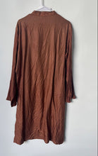 Load image into Gallery viewer, Fabindia Womens Brown Striped Long Sleeve Split Neck Shift Dress Size 40

