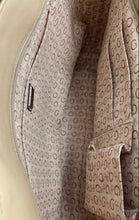Load image into Gallery viewer, Guess Los Angeles Womens Beige And White Logo Print Leather Tote Handbag

