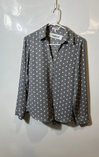 Load image into Gallery viewer, Express Womens Portofino Gray Polka Dot Long Sleeve Slim Button-Up Shirt Size S

