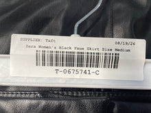 Load image into Gallery viewer, Zara Womens Black Faux Leather Flat Front Back Slit Maxi Skirt Size Medium
