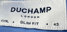 Load image into Gallery viewer, Duchamp London Mens Blue Long Sleeve Collared Slim-Fit Dress Shirt Size XL
