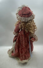 Load image into Gallery viewer, Victorian Curly Blonde Hair Porcelain Doll Collection With Display Stand
