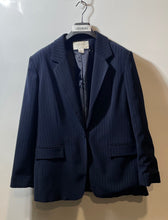 Load image into Gallery viewer, Jones New York Womens Blue Striped Long Sleeve One-Button Blazer Jacket Size 18
