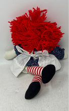 Load image into Gallery viewer, Aurora Red Yarn Hair Handmade Raggedy Ann Cloth Doll With Blue Floral Outfit

