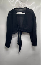 Load image into Gallery viewer, Zara Womens Black Long Sleeve Tie Front Cropped Blouse Top Size Small
