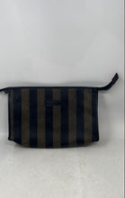 Load image into Gallery viewer, Vanderbilt Womens Brown Black Striped Rectangular Zipper Cosmetic Makeup Bag
