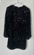 Load image into Gallery viewer, H&amp;M Womens Black Sequin 3/4 Sleeve Collarless Cocktail A-Line Dress Size XS

