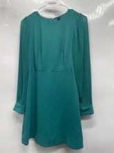Load image into Gallery viewer, J.Crew Womens Green Pleated Long Sleeve Round Neck Back Zip A-Line Dress Size 2P
