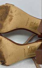 Load image into Gallery viewer, Aldo Womens Brown Leather Open Toe Block Ankle Strap Heels Size 8.5
