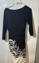 Load image into Gallery viewer, Lauren Ralph Lauren Womens Black White Floral 3/4 Sleeve Sheath Dress Size 6P
