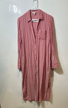 Load image into Gallery viewer, Express Womens Pink White Striped Long Sleeve Spread Collar Shirt Dress Size S
