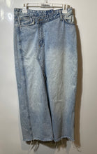 Load image into Gallery viewer, Zara Womens Blue Denim Light Wash Raw Hem Slit Front Maxi Skirt Size Small
