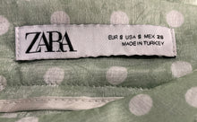 Load image into Gallery viewer, Zara Womens Green White Polka Dot Layered Ruffle Mini Skirt Size Small
