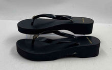 Load image into Gallery viewer, Authentic Tory Burch Womens Cutout Black Wedge Heel Flip-Flop Sandals Size 9
