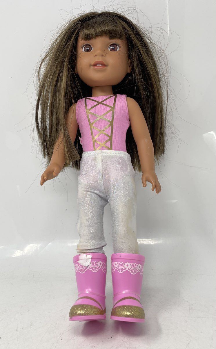 American Girl Brown Hair Pink White Outfit Wellie Wishers Ashlyn Fashion Doll